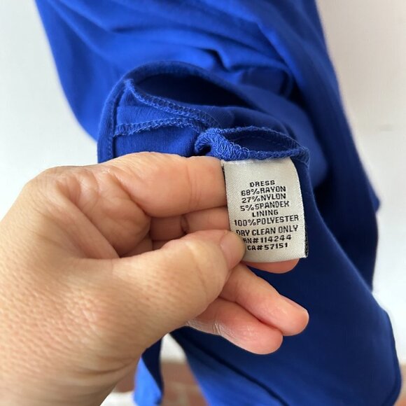 Eliza J Fit and Flare Dress Womens Size 6 Blue Cap Sleeve Rear Zip - Picture 5 of 8